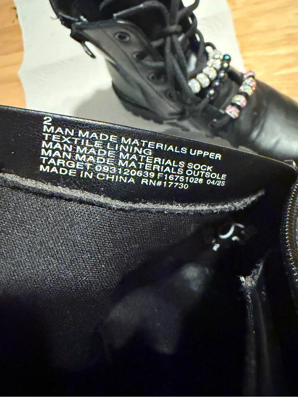 art class Black Kids Lace-Up Combat Boots with Beaded Lace Charms